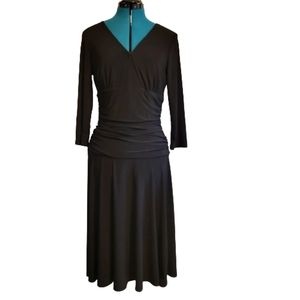 Scarlet women's midi little black dress size 12 Ruched waist fit and flare